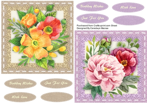 2 Beautiful Stitched  Burlap frames with Roses 
