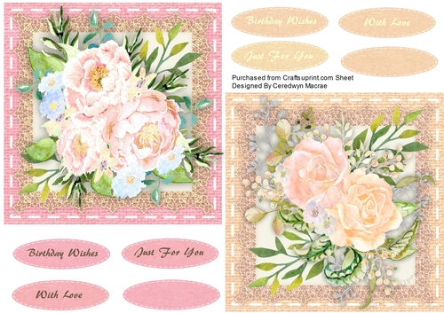 2 Beautiful Stitched  Burlap frames with Roses 