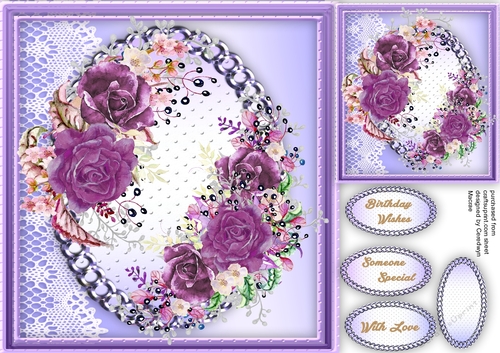 Beautiful Plum Roses on a Gold Mat 
