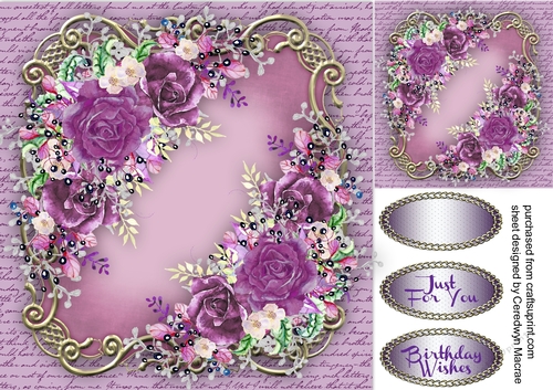 Beautiful Plum Roses on a Ornate 