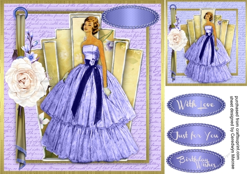 Beautiful lilac Art Decko with White Rose