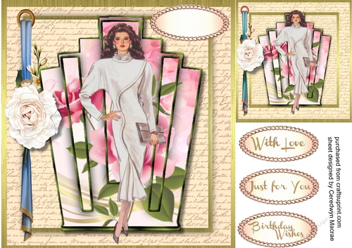 Beautiful script Art Decko with White Rose