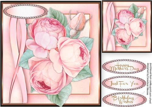 Beautiful Pink Roses on a Geometric mat 