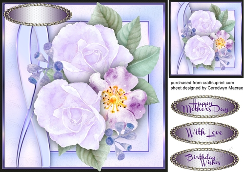 Beautiful Lilac Roses on a Geometric mat 