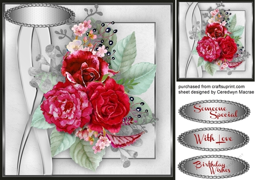 Beautiful Red Roses on a Geometric mat 