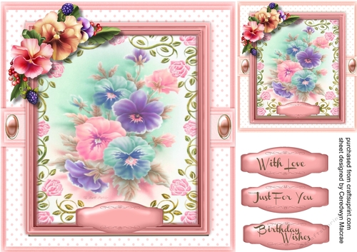 Beautiful Pink Pansys in a pink frame 