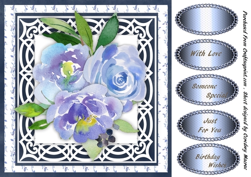Beautiful Blue Watercoloured Roses 