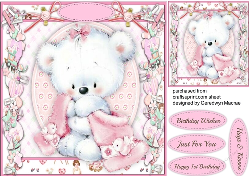 Cute Teddy With her Pink Blanket