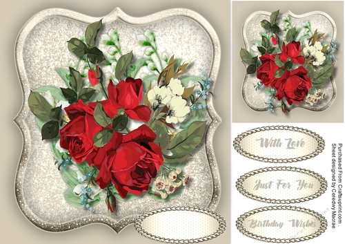 Red Roses on a Silver Mat 