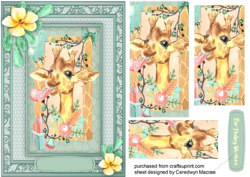 Cute Giraffe and Flowers ( Pyramid )