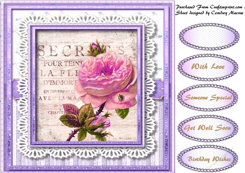 Brautiful Vintage Rose on a Scalloped Mat  2