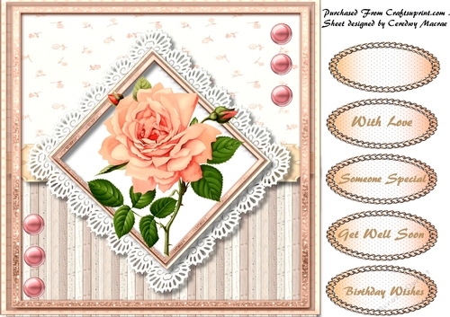 Vintage  Rose on a Diamond Mat  4 