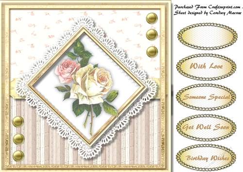 Vintage  Rose on a Diamond Mat  5