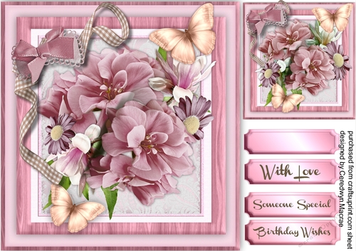 Pink Winter flowers and Butterflys 