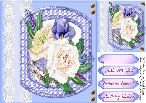 Beautiful Cream Roses on a Shaped Mat 