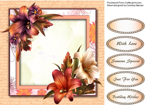 Beautiful Vintage Lillys on a Flower Frame 