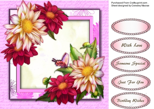 Beautiful Dahlias on a Flower Frame 