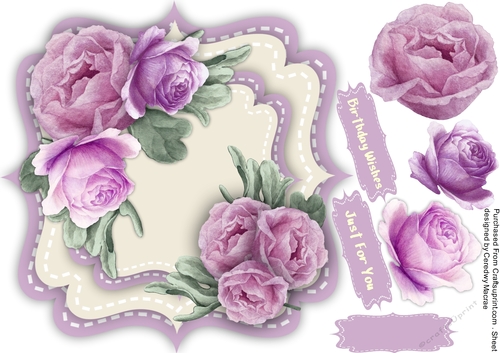 Lilac Roses on a Bracket Mat 