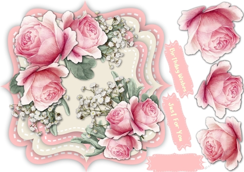 Beautiful Pink Roses on a Bracket Mat 