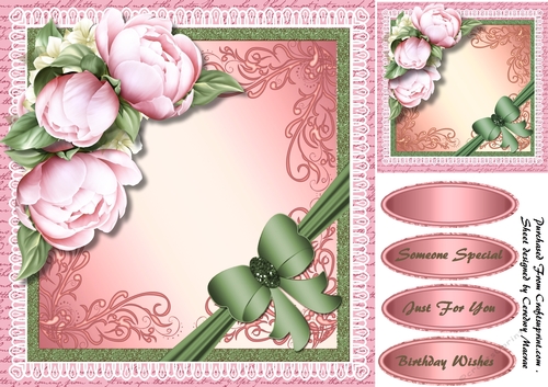 Beautiful Pink peony and Bow 