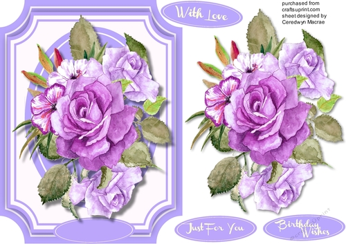 Beautiful Ross on a Lilac Shaped Mat