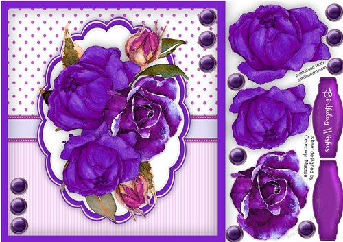 Lilac Roses in a scalloped frame 