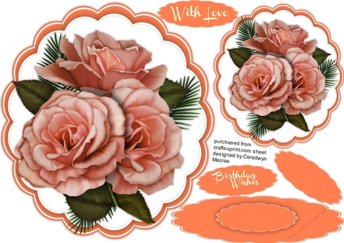 Peach Roses Easel or Topper