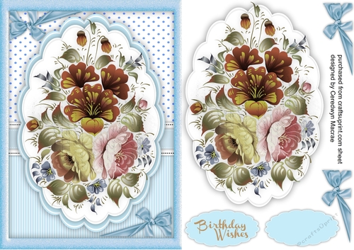 A5 ,   Vintage Flowers and Ribbon Bows