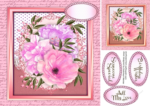 Beautiful Lilac Roses in a Gold Frame 