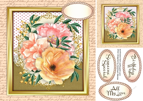Beautiful Mixed Roses in a Gold Frame 