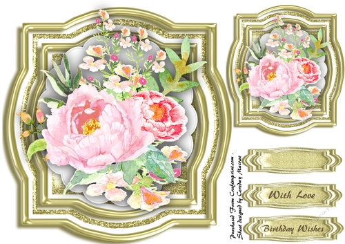   Water Coured Roses on a Gold Mat  