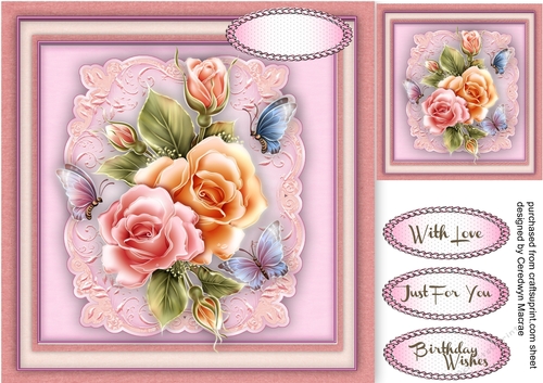 Beautiful Rosy Glo Roses and Butterflys