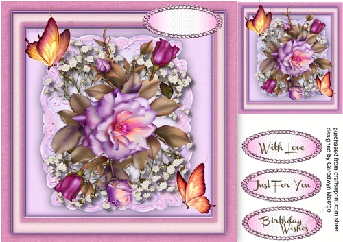 Lilac Roses  and Butterflys