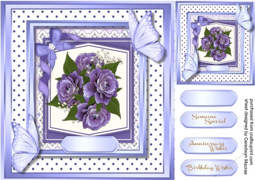 Deep Lilac Roses and Butterflys
