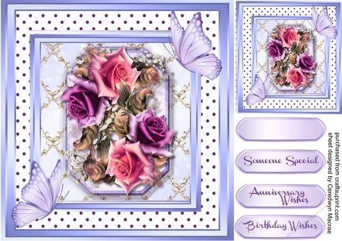 Fantasy Butterflys and Lilac Roses 
