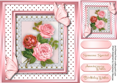 Pink Roses and  Butterflys 