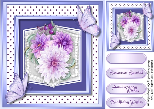 Lilac Butterflys and Dahlias 