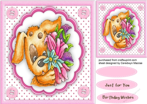 Cute Puppy with Flowers 