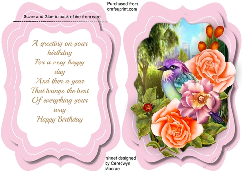 Tent card , Bird on a Branch 1