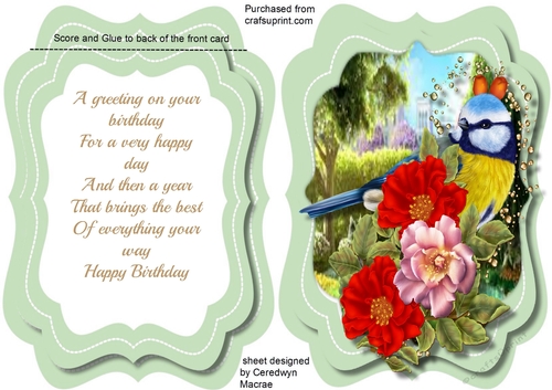 Tent card , Bird on a Branch  3