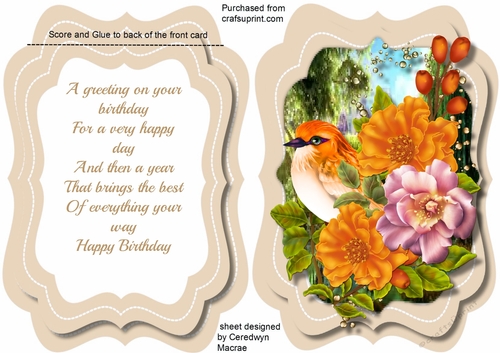 Tent card , Bird on a Branch  4