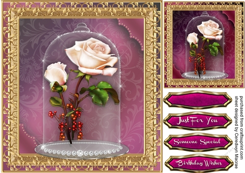 Beautiful Cream Roses in a Sparkle Dome 