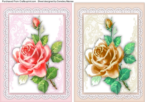 2  Cream and pink rose toppers