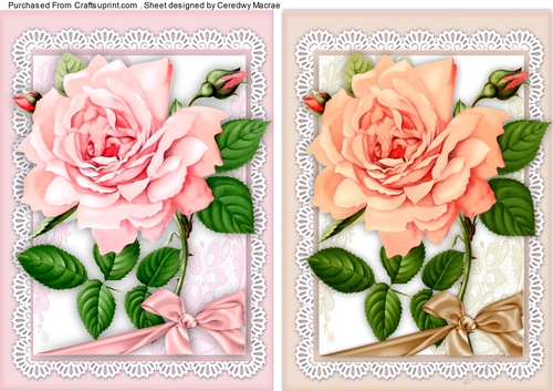 2 Peach  and pink rose toppers
