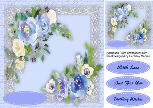 Beautiful Blue flowers on lace 