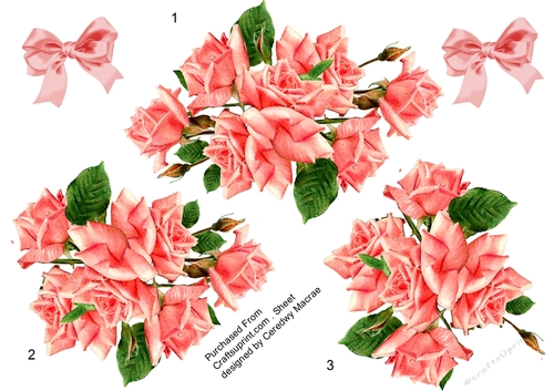 Beautiful Pink  roses decoupage sheet 