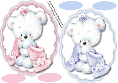 Pink and Blue Cute Teddys Toppers 