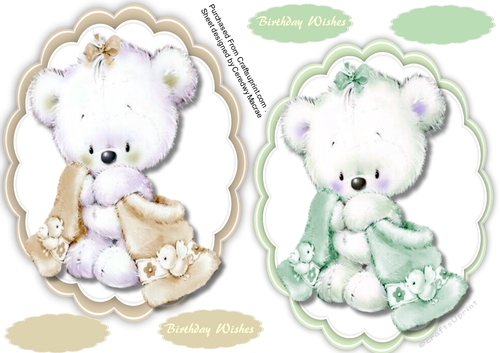 Buff and Green cute Teddys Toppers 