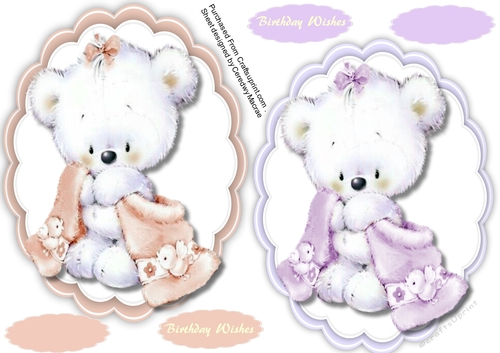 Lilac and Peach cute Teddys Toppers 