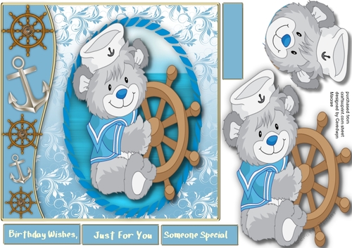 Little Sailor bear with his ships wheel  